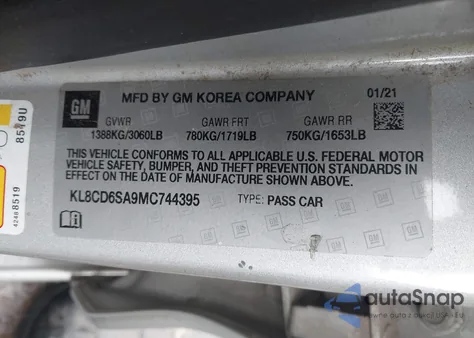 2021 Chevrolet Spark Fwd 1Lt Automatic from USA, damaged, VIN KL8CD6SA9MC744395